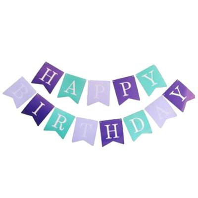 Purple Fishtail Happy Birthday Banner, 190 Inch Birthday Garland Decoretion with Golden Happy Birthday Letter on Purple Background, for...