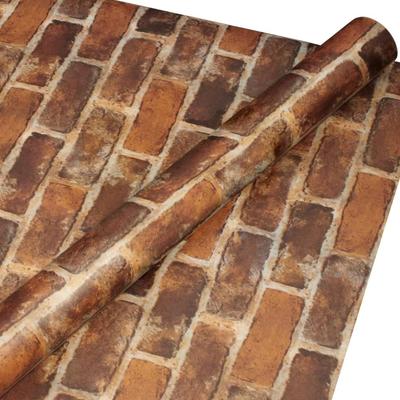 Tan Brick Faux Finish Matte Self-Adhesive Architectural Vinyl Roll - 17.7" x 32.7'