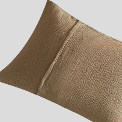 Single Reversible Muslin Pillowcase - 100% Cotton Breatheable Pillowcase w/Envelope Closure in Natural Light Brown Muslin & Ivory Inside