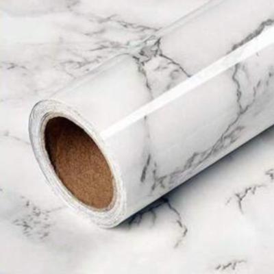 Glossy White Marble Granite Peel & Stick Vinyl Wallpaper Roll – 15.75" x 16.4' – Thick Removable Contact Paper