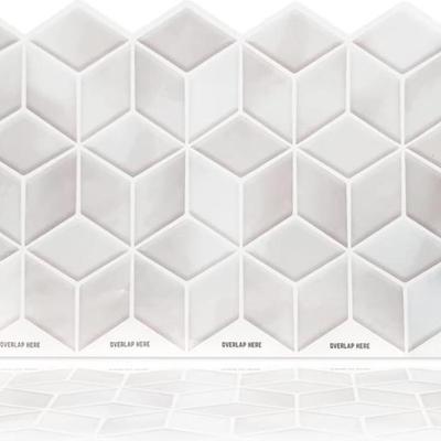 Blue Stone Hexacube - Walplus 20 Sheets Peel & Stick Self Adhesive Tile Stickers for Kitchen, Bathroom, Laundry Room, Etc