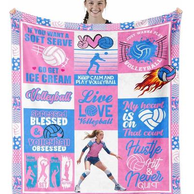 60" x 50" Volleyball Themed Blanket for Girls, Gifts for Volleyball Players, Volleyball's Accessories