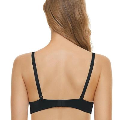 34D - Wingslove Lightly Padded Plunge Everyday Basic Underwire Black Bra