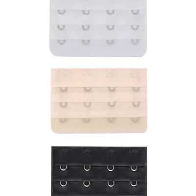 3-Pack 4-Hook Bra Extender Straps for Women, Soft Comfortable Bra Extenders 4 Row Extension Band (Black, White, Beige)