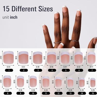French Tip Press On Nails Short – 240 Pcs Square Shape Matte Nail Tips, 15 Sizes Baby Pink Matte Nails Press Ons, Affordable Luxury Soft...