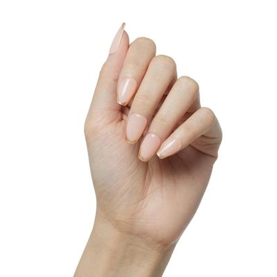 A4 - KISS imPRESS 'Playback' Press-On Nails, Gold, Medium Length, Coffin Shape, 33 Ct.