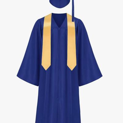 TOONRAIN Adult graduation dress and capfringe2025 year print ribbon Graduation dress set High school bachelor dress