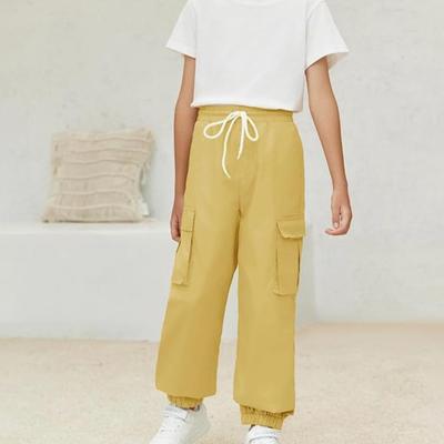4-5T Boys Cargo Pants Casual Kids Joggers Elastic Waist Athletic Loose Straight Sweatpants
