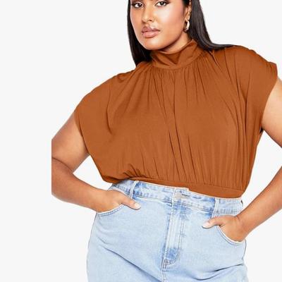 Women's Size 18 City Chic Plus Size Kay Top in Gingerbread Cognac Brown