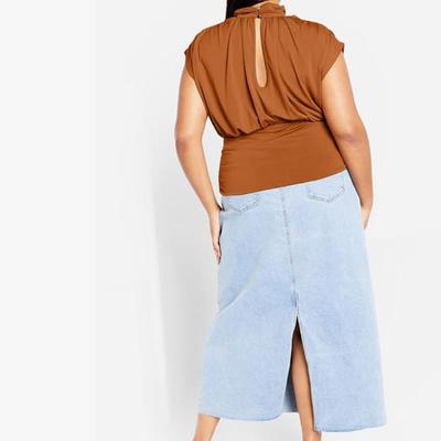 Women's Size 18 City Chic Plus Size Kay Top in Gingerbread Cognac Brown