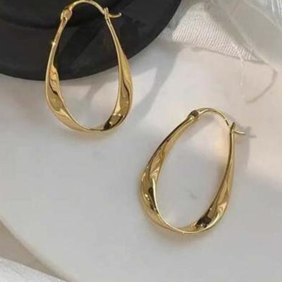 Large Gold Geometric Organic Twisted Hoop Earrings for Women