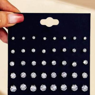20 Sets Women's Cubic Zirconia Round Cut Fake Diamond Earrings for Her, Girls, Teens