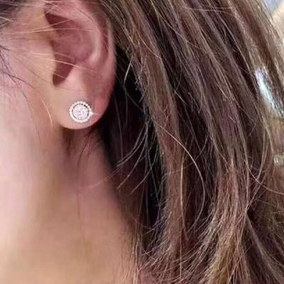 Classic Round Cubic Zirconia Women Stud Earrings For Girl Engagement Wedding Earrings Travel Daily Wear