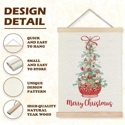 BLUE Christmas Tree Chinoiserie Wall Art, Blue Coquette Decor, Canvas Christmas Decor, 12x16 Inches