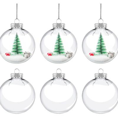 12-Pack Clear Glass Ornaments, 60mm Fillable Ornaments for Crafts Ideal for Christmas Decor