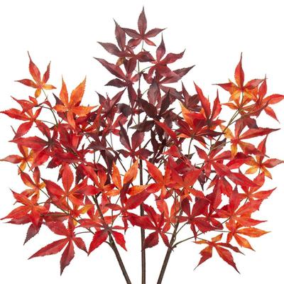 3Pcs Artificial Maple Leaves Branches 30'' Autumn Fake Fall Leaves Stems Plants Faux Maple Leaf Bushes Shrubs Kitchen Home...