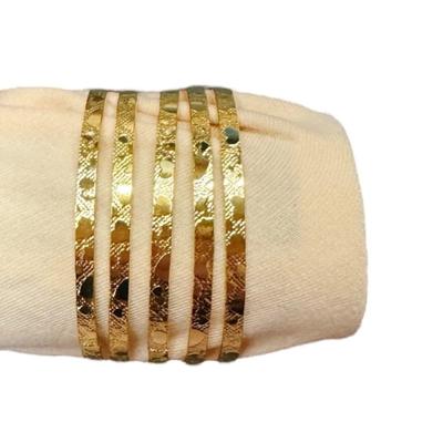 Set of 5 Gold Textured Heart Hammered Layered Bangle Bracelets for Women, Teens, Girls