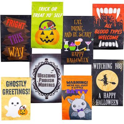 8-Pack Halloween Garden Flags Variety Pack- 12" x 18" Signs - Weatherproof Banners for Indoor/Outdoor, Durable Fall Decoration-...