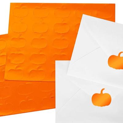 500 Fall Pumpkin Envelope Seal Stickers Thanksgiving Foil Pumpkin Shape Stickers Orange Autumn Harvest Pumpkin Label Decals for Envelope...