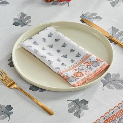 4-Pack Thanksgiving Pumpkin Border Napkins, Harvest, Autumn, Fall Cloth Napkins 17x17" | Heavy Duty Fabric | Stain Proof Napkins for...