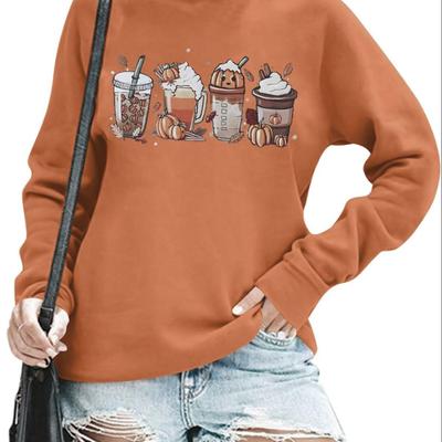 Size Small Pumpkin Spice Latte Sweatshirt for Women - Halloween Coffee Lover Shirt Gift Casual Fall Long Sleeve Pullover Tops