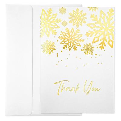 50 Pack 4" x 6" Christmas Snowflake Thank You Cards with Self-adhesive Envelopes, Gold Foil and Blank Inside for Christmas Holiday