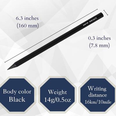 Stylish Metal Pencil Metacil Pencils for Artist Drawing, Sketching, Non-Sharpening, Black, Pencil Lead Color: Black 2H #4 (with Authentic...
