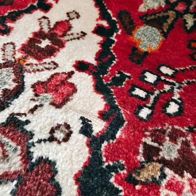 Vintage 1980’s Lilian Floral Hamadan Persian Oriental Red Runner Rug in 100% Wool