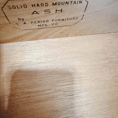 Vintage Mid Century 6-Drawer Highboy Dresser w/Square Puffed Facade, Original Hardware & Tapered Legs by LA Period Furniture