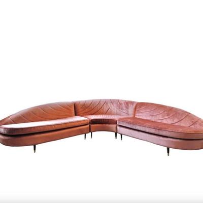 Vintage Mid Century 1960’s 3-Piece Art Deco Mauve Pink Velvet Upholstered Sectional Sofa Couch with/Channel Tufted Shell Back &...