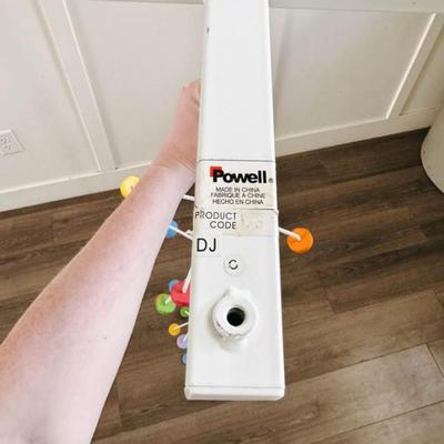 Vintage 1980’s Postmodern White Metal Coat Rack w/Multi-Colored Disc Hooks