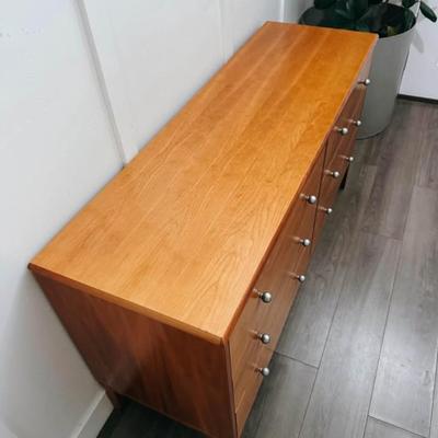 Vintage Danish 1970’s 6-Drawer Teak Wood Dresser Credenza w/Chrome Detailing & Hardware by FBJ Møbler