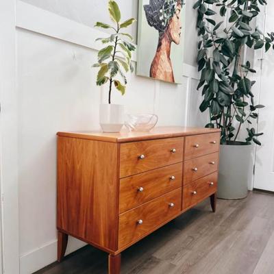 Vintage Danish 1970’s 6-Drawer Teak Wood Dresser Credenza w/Chrome Detailing & Hardware by FBJ Møbler