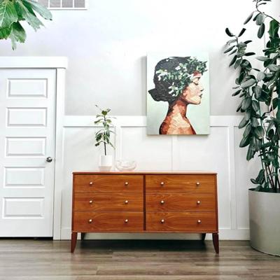 Vintage Danish 1970’s 6-Drawer Teak Wood Dresser Credenza w/Chrome Detailing & Hardware by FBJ Møbler
