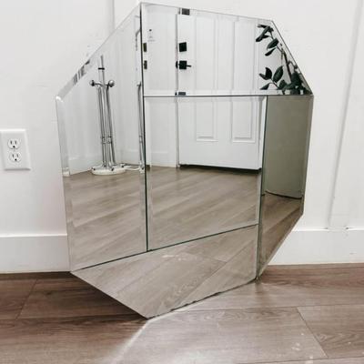 Vintage 1980’s Art Deco Frameless Octagonal Wall Mirror
