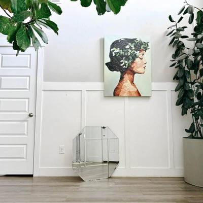 Vintage 1980’s Art Deco Frameless Octagonal Wall Mirror