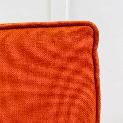 Pair of Vintage Mid Century Orange Heavy Basketweave Upholstered Accent Side Chairs w/Chrome Frames by Steelcase