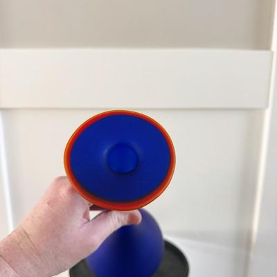 Vintage 1970s Cobalt Blue Satin Carlo Moretti Style Italian Glass Pencil Vase