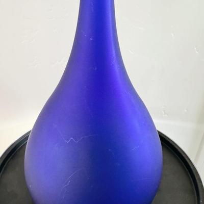 Vintage 1970s Cobalt Blue Satin Carlo Moretti Style Italian Glass Pencil Vase