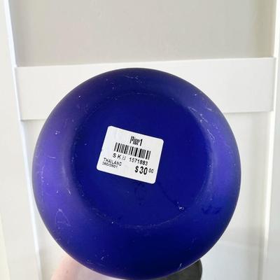 Vintage 1970s Cobalt Blue Satin Carlo Moretti Style Italian Glass Pencil Vase