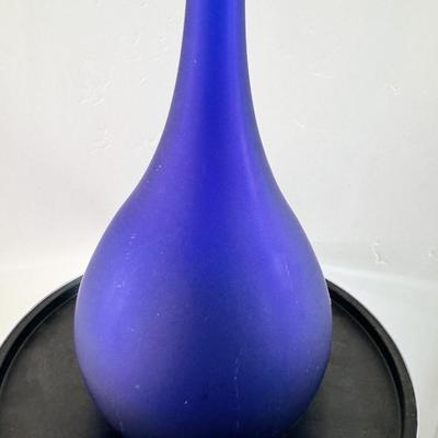 Vintage 1970s Cobalt Blue Satin Carlo Moretti Style Italian Glass Pencil Vase