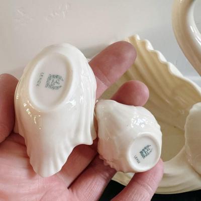 Set of 3 Lenox Bone China Vintage Ivory Swans - Marked Lenox w/Green Stamp - Retired - 1930-1953