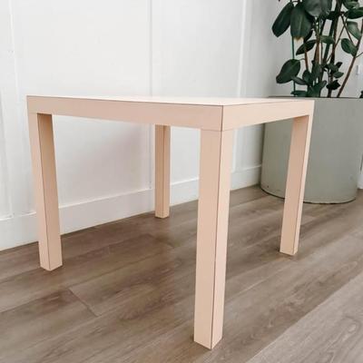 Vintage 1980’s Postmodern Peach Laminate Parsons Kids Size Dining Craft Table or Living Room Side Table (Chairs NOT for sale)