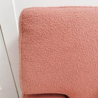 Vintage Art Deco 1980’s Custom Made Mauve Pink Textured Boucle Upholstered Pillow Back Sofa Couch