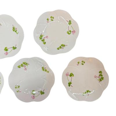 Set of 5 Y2K Shamrock/Clover Design Scalloped Plates By Julia Minasian - Fine China Collectible Kitchen Decor