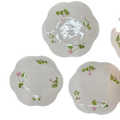 Set of 5 Y2K Shamrock/Clover Design Scalloped Plates By Julia Minasian - Fine China Collectible Kitchen Decor