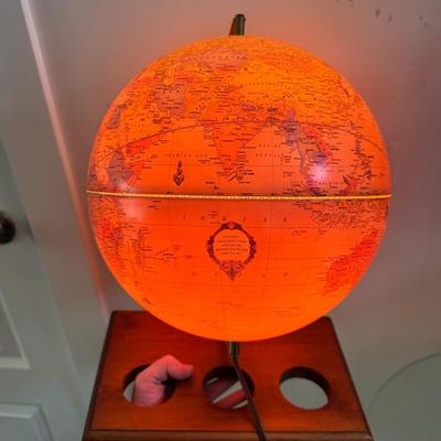 RARE Vintage Mid Century Cram's Antique 12" Illuminated World Globe - Electrical Light Office Lamp Desk Lamp - Made in the USA