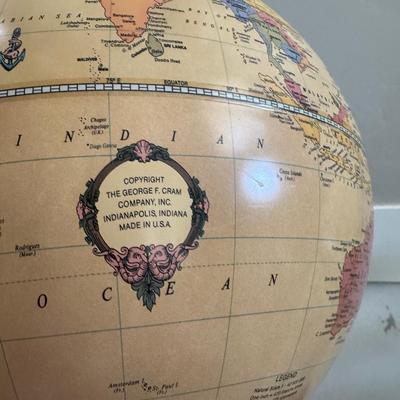 RARE Vintage Mid Century Cram's Antique 12" Illuminated World Globe - Electrical Light Office Lamp Desk Lamp - Made in the USA