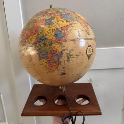 RARE Vintage Mid Century Cram's Antique 12" Illuminated World Globe - Electrical Light Office Lamp Desk Lamp - Made in the USA
