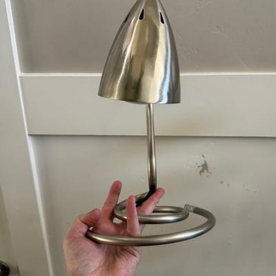Vintage Mid Century Chrome Conical Adjustable Desk Lamp w/Squiggle Swirl Base